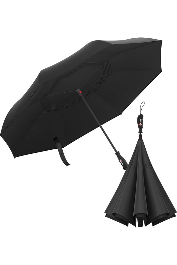 Inverted Umbrellas for Rain, Reverse Open and Close, Upside Down Quick Drying Inverted Umbrella, Large Waterproof Coated Canopy, Strong, Durable Ribs