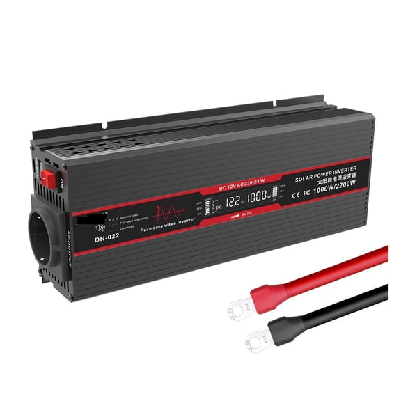 Inverter 12V 220 Pure Sine Wave 2200W Power Inverter Continuous Power 1000W Voltage Converter With USB Charging LED ,High-Efficiency Power Supply