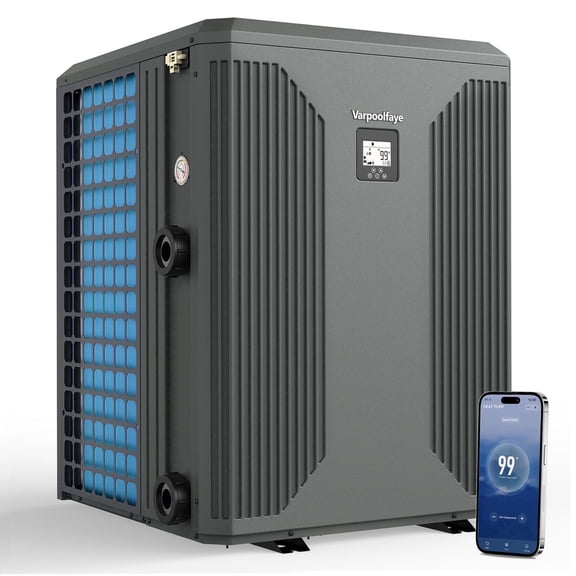 Inverter 140000 BTU Electric Pool Heat Pump for Inground Pool Heater Above Ground 220V 42000 Gallon Heating or Cooling WiFi Control Schedule