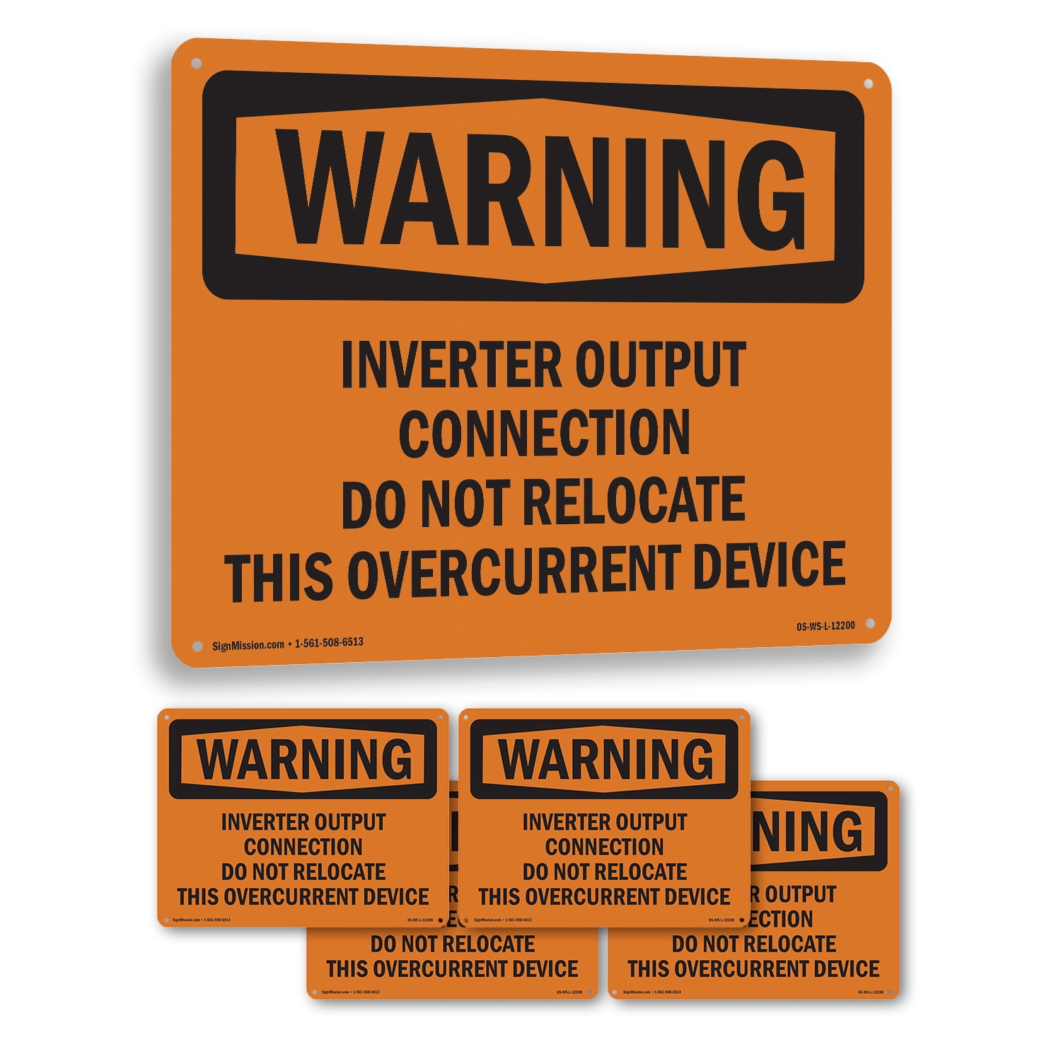 Chip Invertor Sign Inverter Output Connection Do Not Relocate OSHA WARNING Rigid Plastic ...