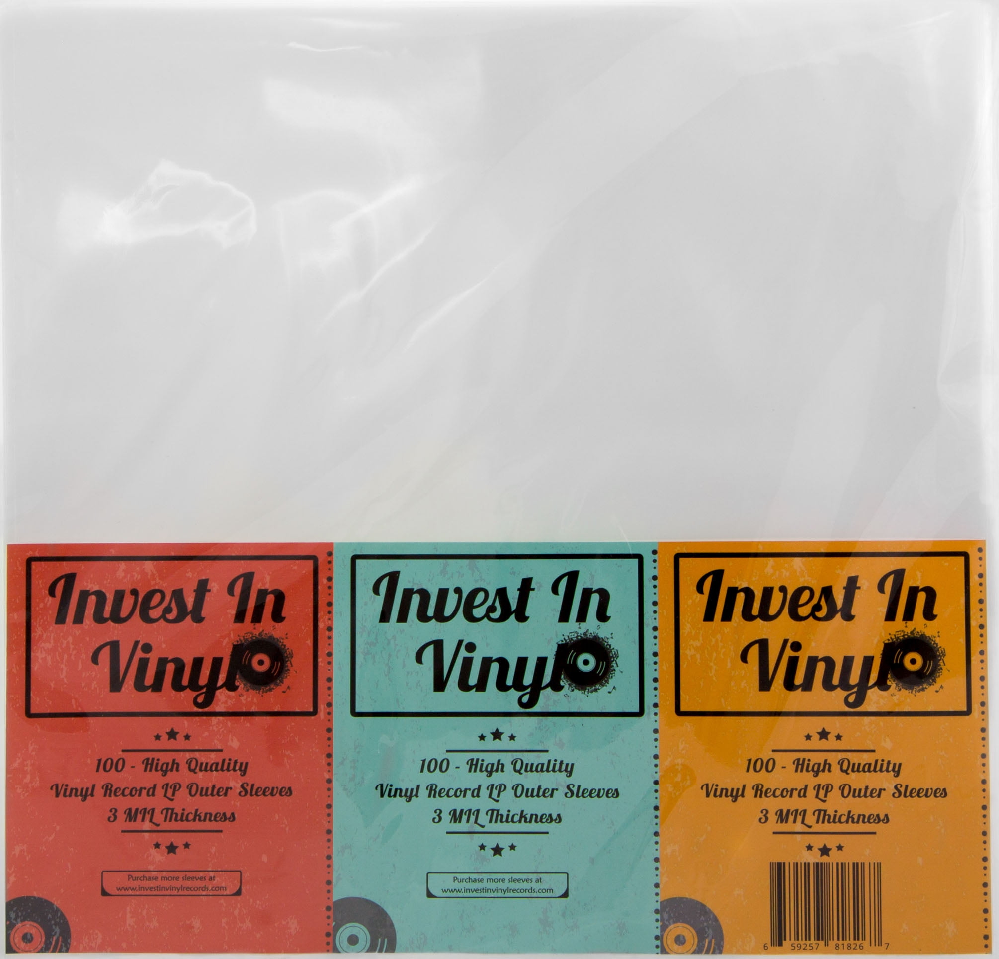Invest In Vinyl 100 Clear Plastic Protective LP Outer Sleeves 3 Mil. Vinyl Record Sleeves Album Covers 12.75" x 12.5" Provide Your LP Collection with The Proper Protection