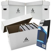 Invested Alliance Bundle Pack - Premium Short Comic Book Storage Box 3 Pack | Thick White Corrugated Paper Storage Box For Comics With Lid & Handles & Black Comic Book Dividers 25 Pack.