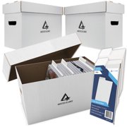 Invested Alliance Bundle Pack - Premium Short Comic Book Storage Box 3 Pack | Thick White Corrugated Paper Storage Box For Comics With Lid & Handles & White Comic Book Dividers 25 Pack.