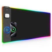 Investme RGB Wireless Charging Gaming Mouse Pad, 15W Fast Charging LED Mouse Mat with 15 Lights Modes, Smooth Surface, Waterproof with Non-Slip Base Large Mousepad