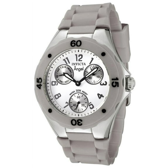 Invicta 0705 Women's Angel White Dial Gray Rubber Strap Watch