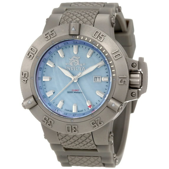 Invicta 1148 Men's Subaqua Noma III Blue Platinum Dial Grey Polyurethane Watc...