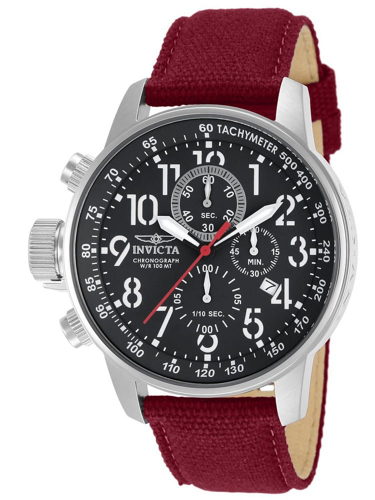 Invicta 11517 Men s I Force Lefty Black Dial Burgundy Canvas and
