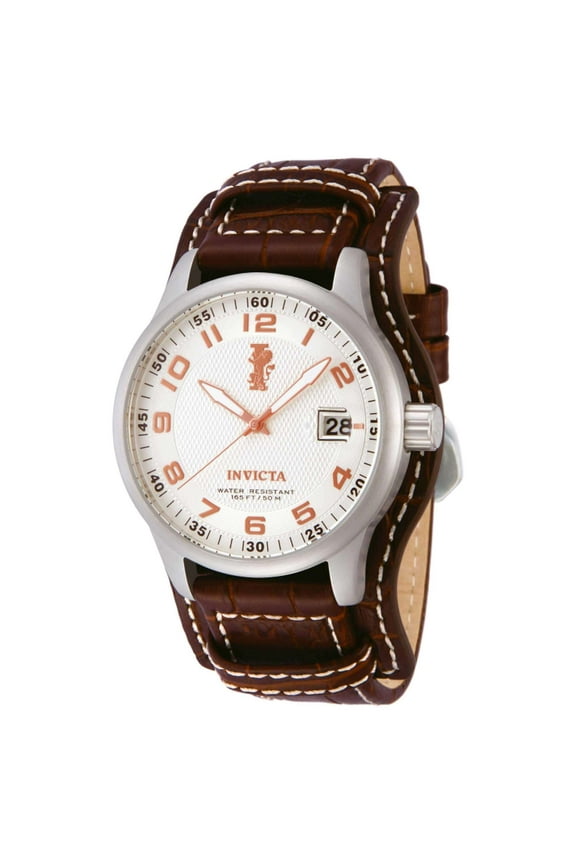 12552 Men's I-Force Silver Tone Dial Leather Strap Watch