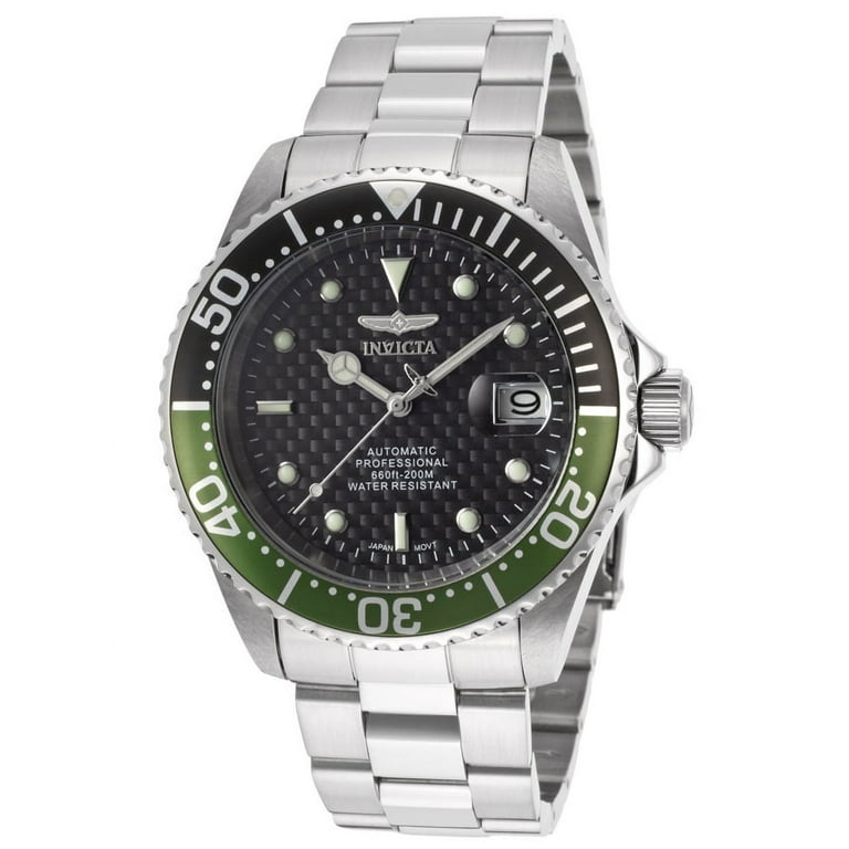 Invicta 15586 Men's Pro Diver Black and Green Bezel Black Dial