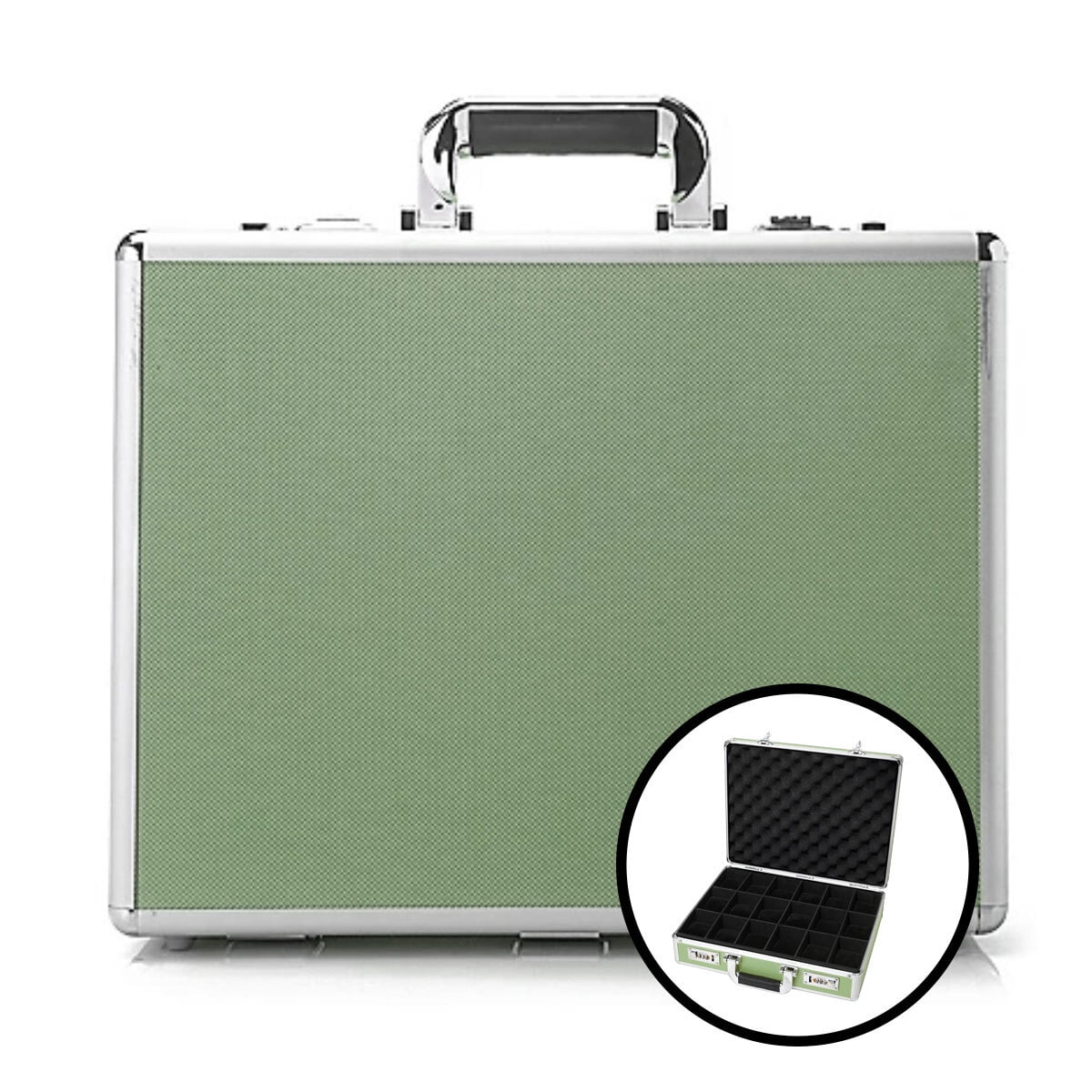 Invicta 18-Slot Green Aluminum Watch Brief Case Collector IPM-544