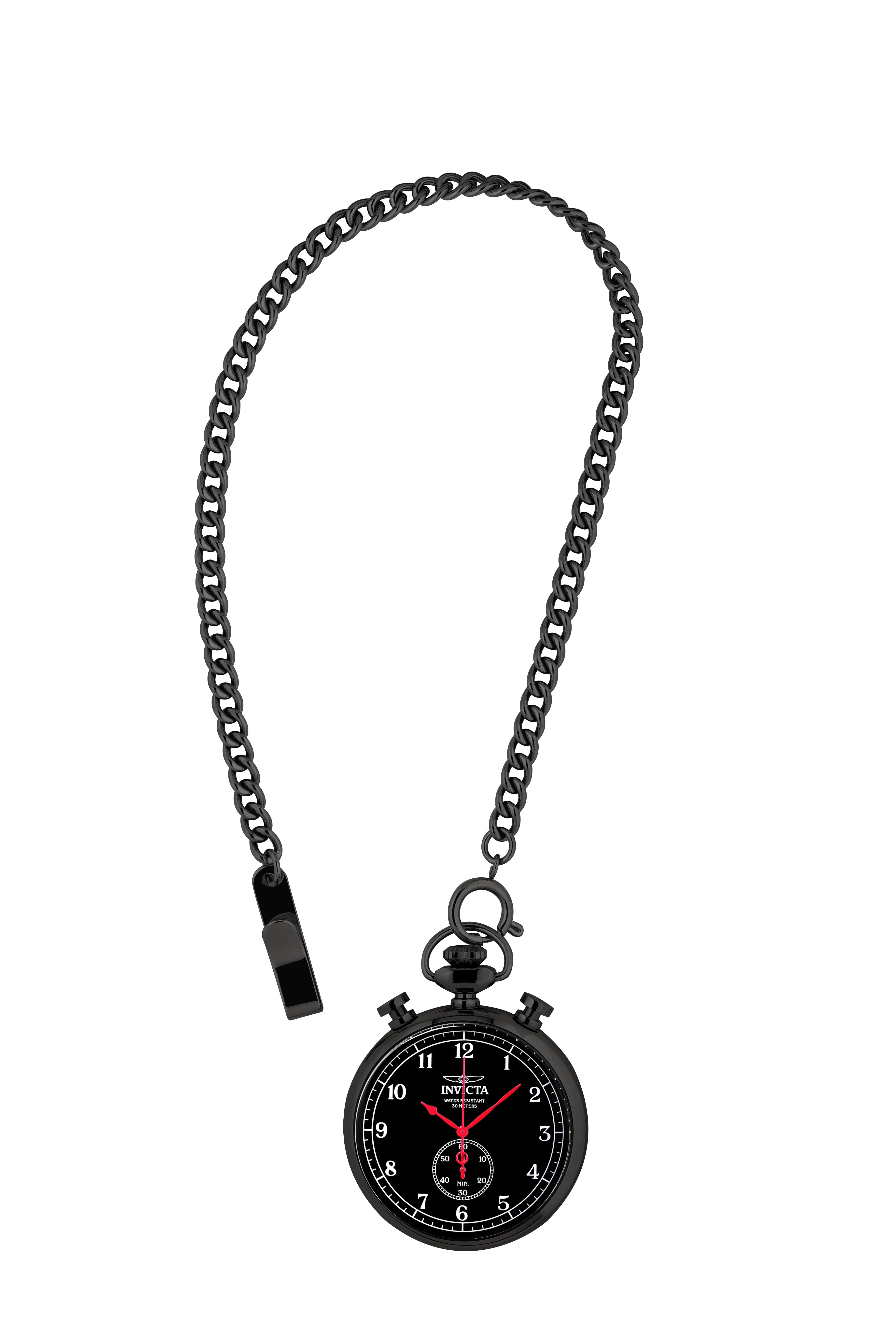 Invicta 19674 Men's Vintage Chronograph Black Dial Black IP Steel Pocket Watch