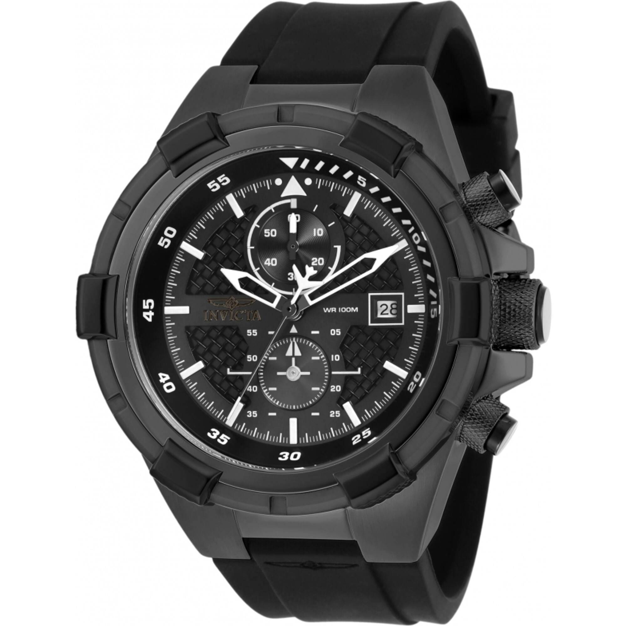 Invicta 28099 Men's Aviator Black Rubber Strap Chronograph Watch ...