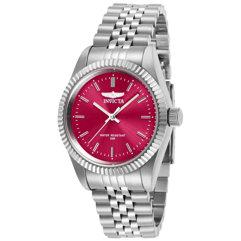 Invicta Red and Silver Women\'s Watch Invicta 12513 Pro Diver Silver Dial Red Leather Strap  main image 4