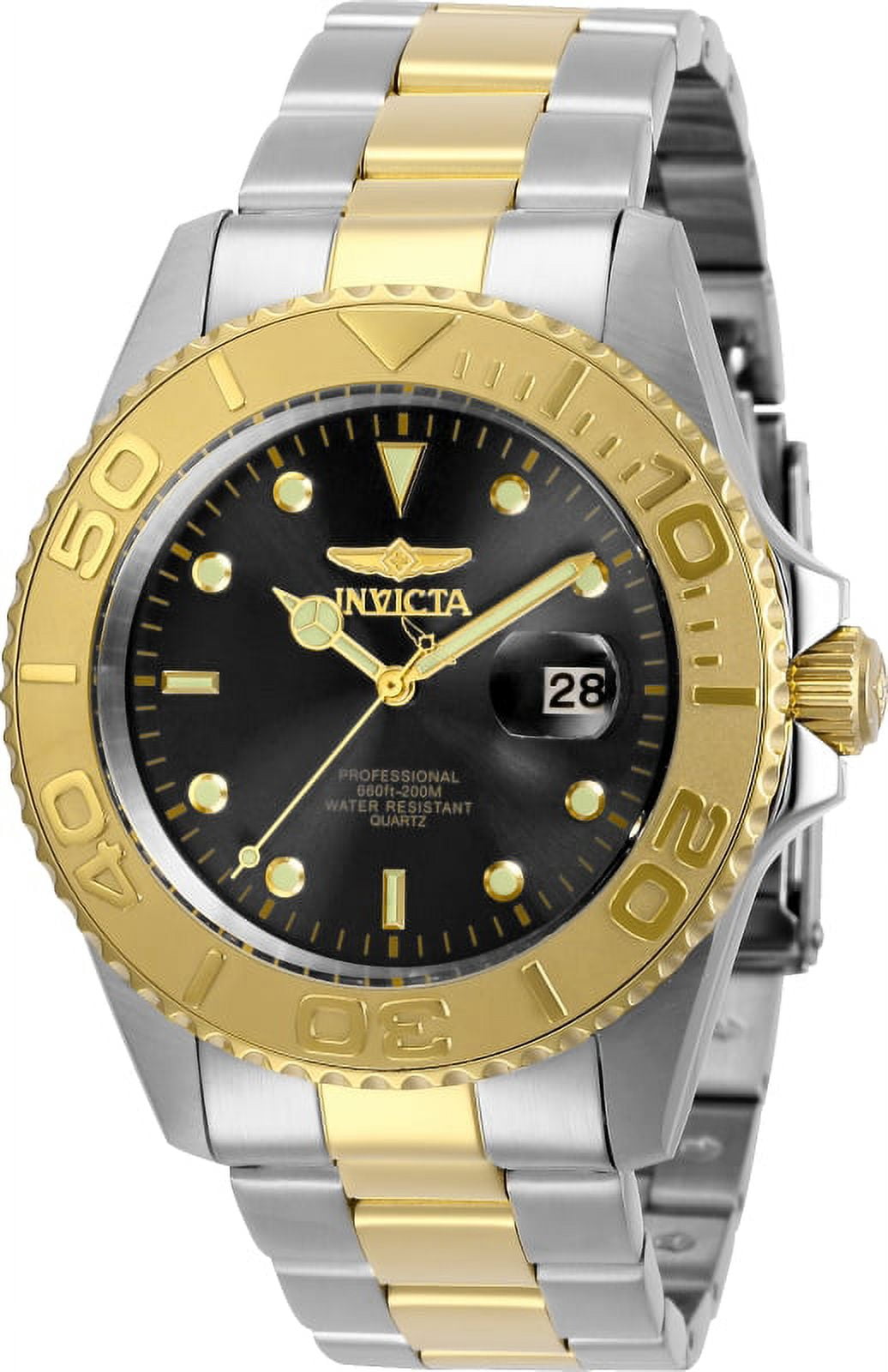 Invicta 29948 Mens Pro Diver Quartz 3 Hand Black Dial Watch