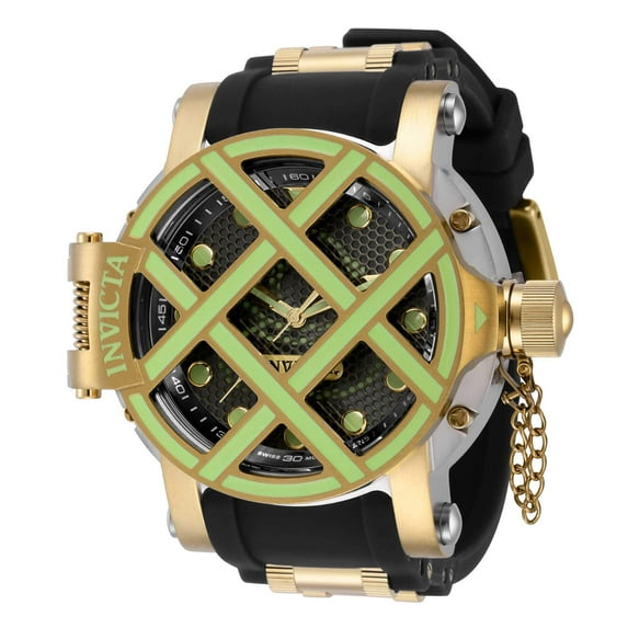 Invicta 37350 Men's Pro Diver Black and Yellow Gold Strap Watch
