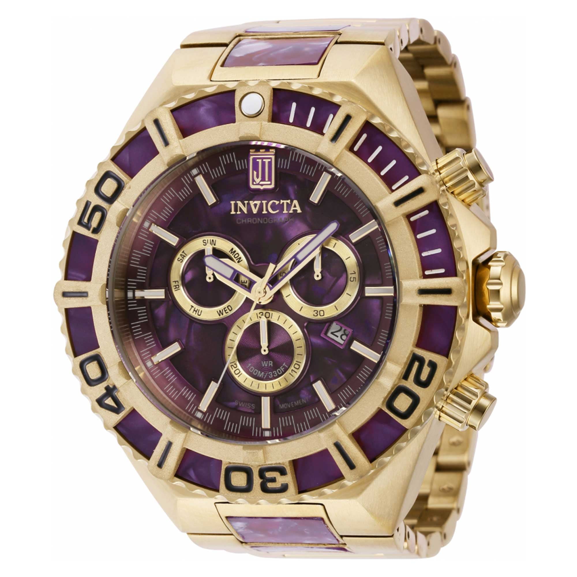 Invicta 40205 Men s Jason Taylor Purple and Gold Dial Chrono Watch