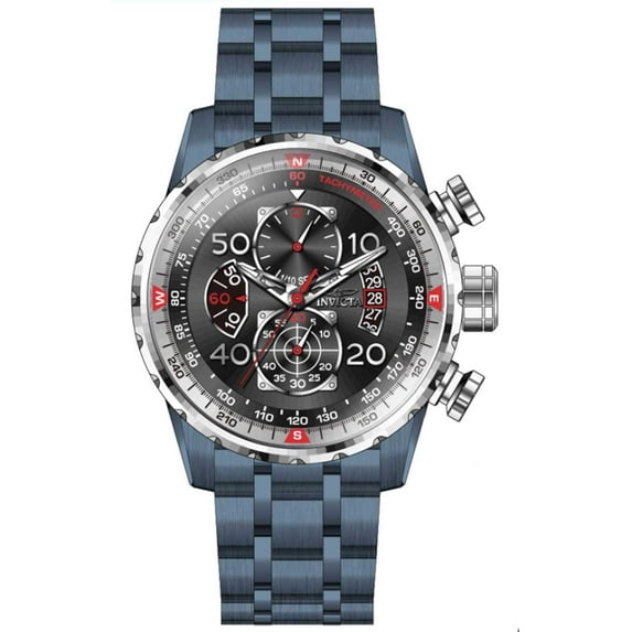 Invicta 40695 Men's Aviator Quartz Black Dial Blue Bracelet Watch
