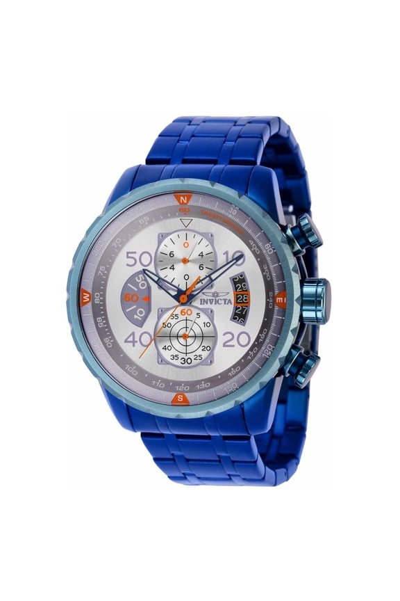 40707 Men's Aviator Chronograph Blue Steel Bracelet Watch