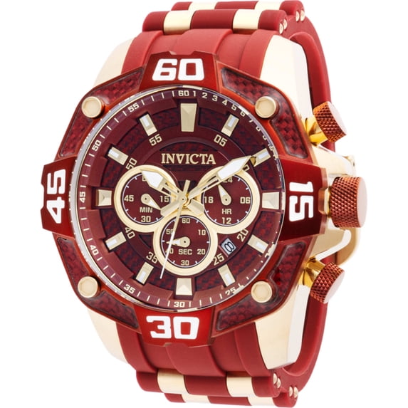Invicta 40862 Men's Pro Diver Red and Gold Tone Dial Strap Watch
