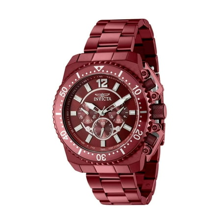 Invicta 40869 Men's Pro Diver Chronograph Red Dial Bracelet Watch