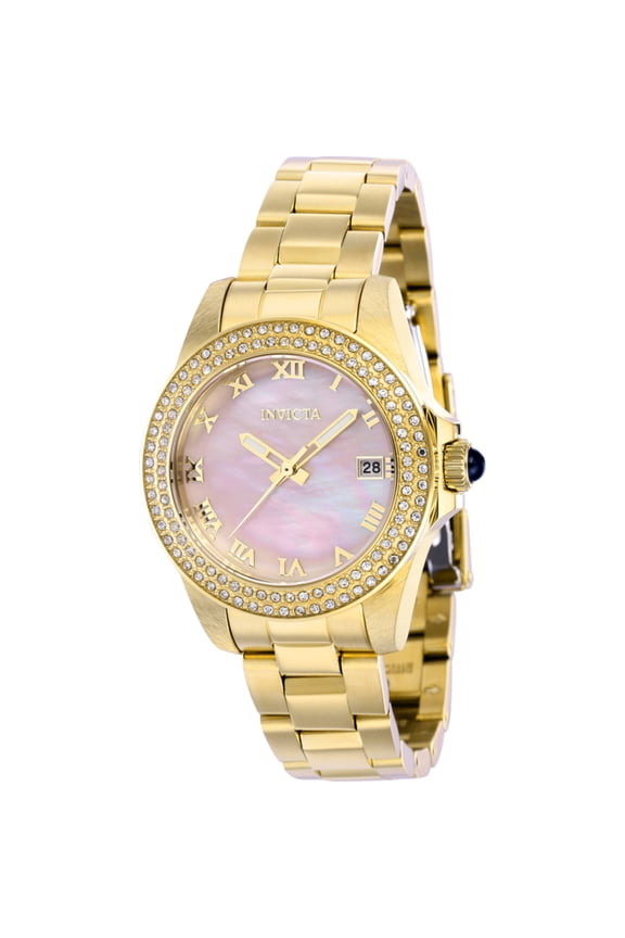 41551 Women's Angel Pink Mop Dial Yellow Gold Steel Watch