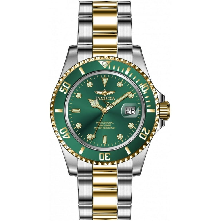 Invicta 43542 Men s Pro Diver Green Dial Two Tone Bracelet Watch