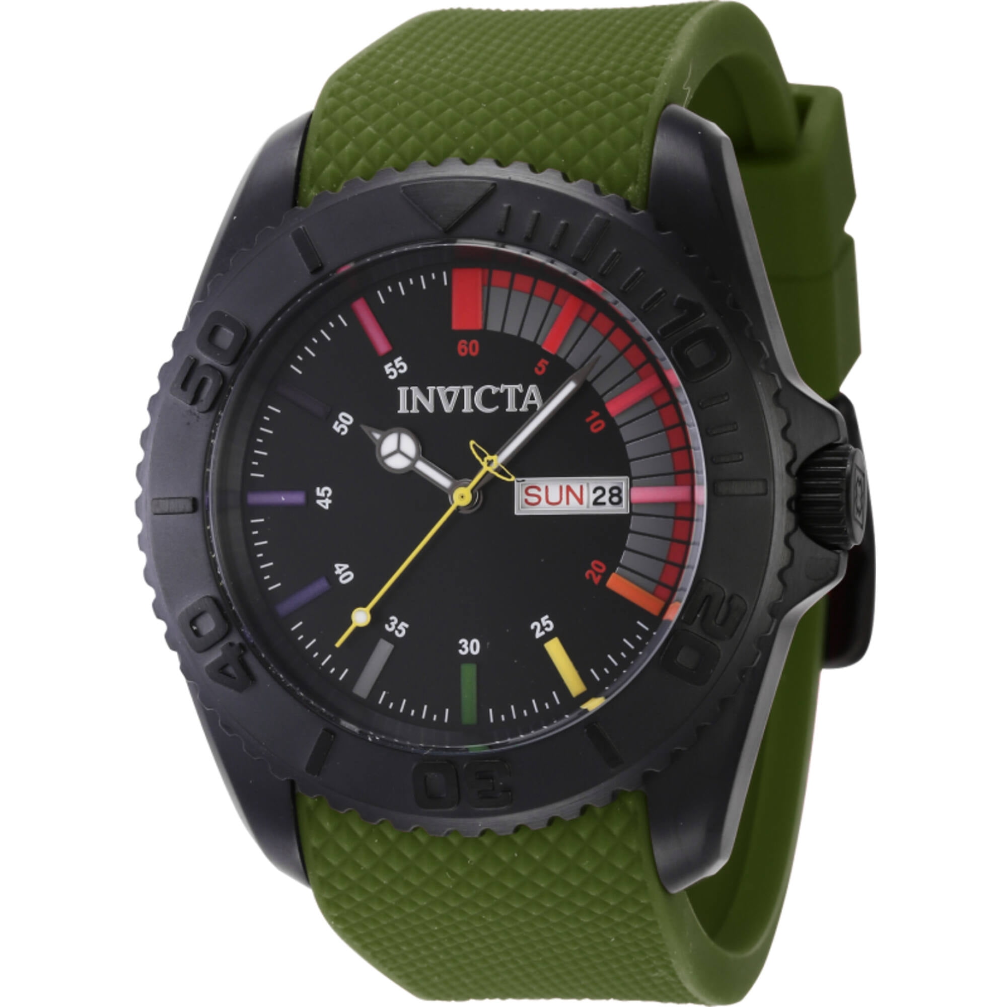 Invicta 44736 Men's Pro Diver Green Silicone Strap Quartz Watch ...