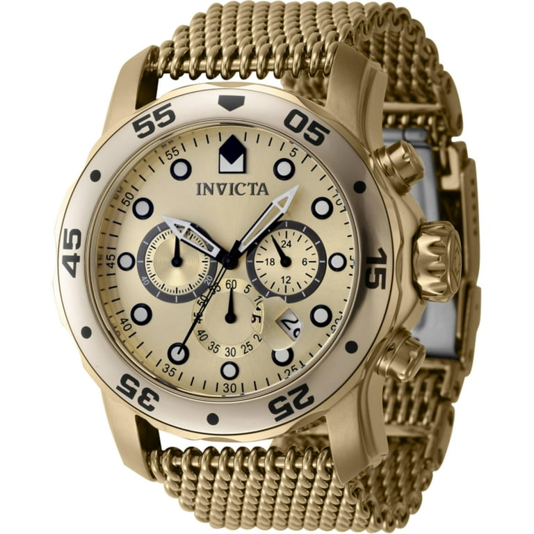 Invicta 47240 Men s Pro Diver Chronograph Gold Dial Bracelet Watch Walmart