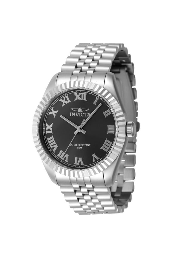 47396 Men's Specialty Black Dial Silver Bracelet Watch