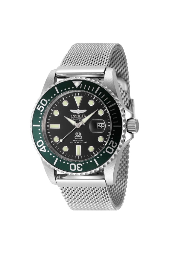 48214 Men's Pro Diver Black Dial Silver Bracelet Watch