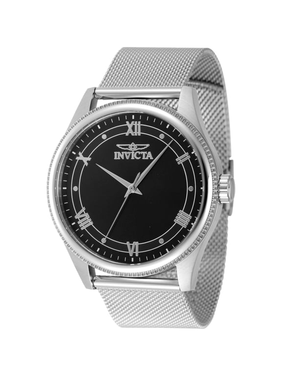 48479 Men's Celestial Black Dial Steel Mesh Bracelet Watch