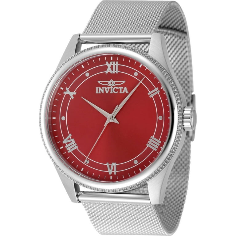 Invicta 48484 Men's Celestial Quartz Red Dial Mesh Bracelet Watch