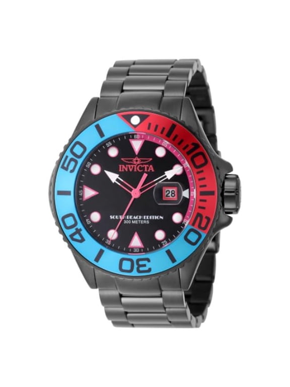 48614 Men Grand Diver Quartz 3 Hand Black Dial Watch