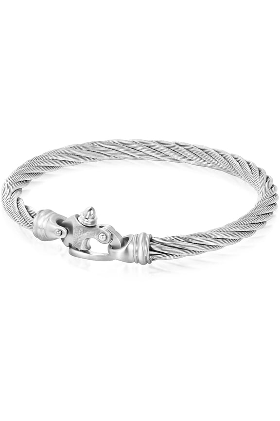 6 mm Mens Twisted Cable Cuff Bracelet - Extra Large