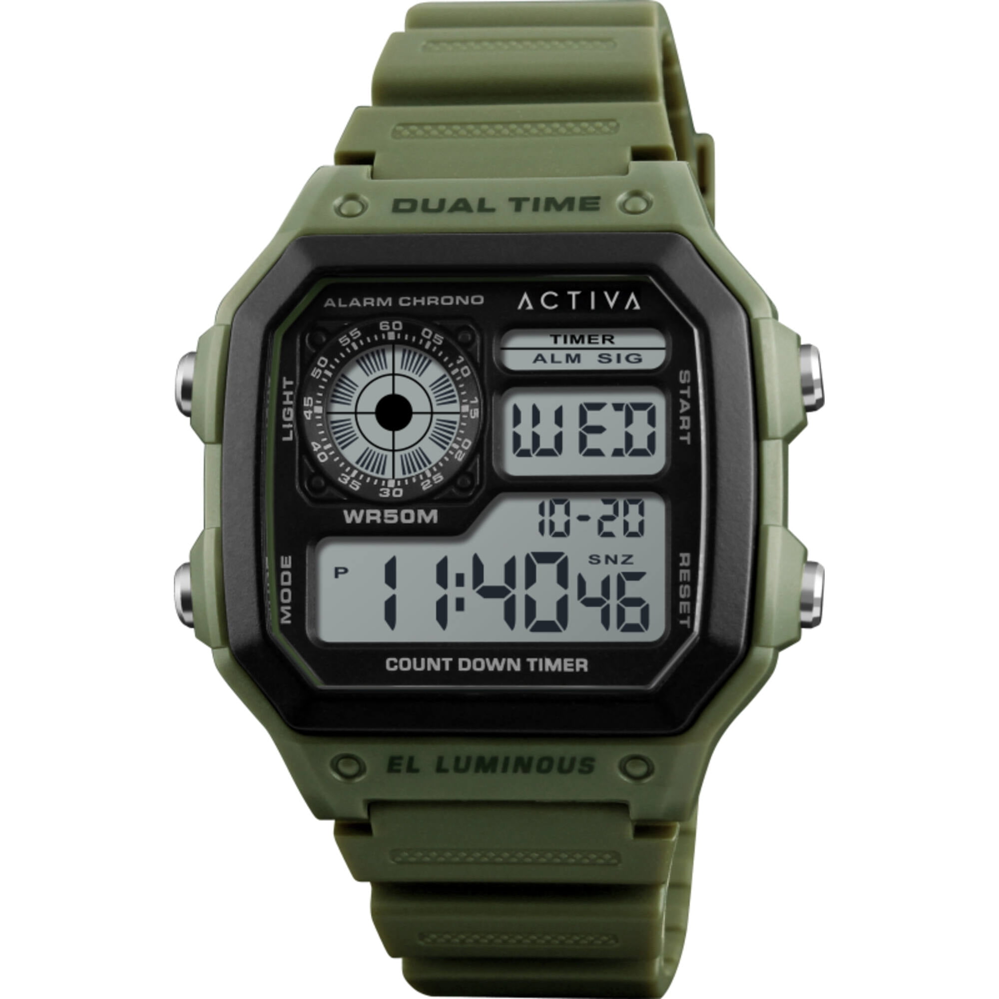 Invicta Activa Digital Green Polyurethane Strap Black Dial Quartz ACW1299-002 Men's Watch