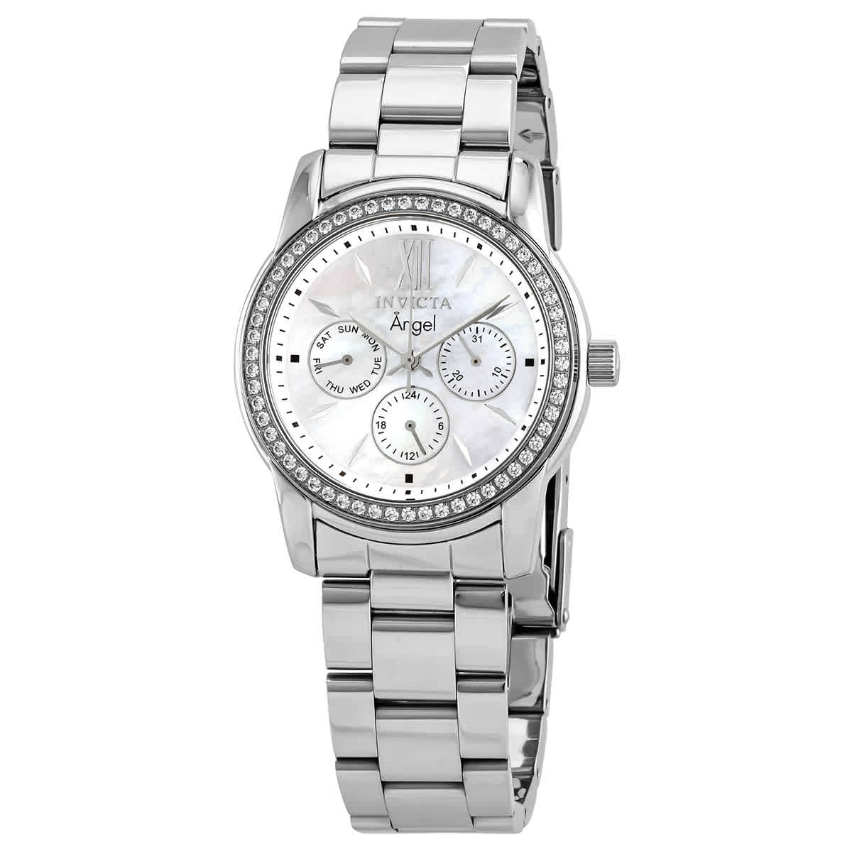Invicta Angel ladies diamond and mother of pearl watch.  White on white/silver Invicta Angel Quartz White Mother of Pearl Dial Ladies Watch  main image 2