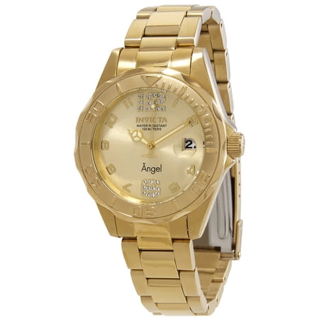 Invicta Angel Quartz Crystal Gold Dial Ladies Watch 28680