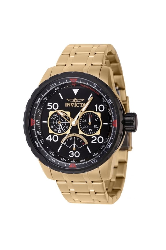 Aviator Retrograde GMT Quartz Black Dial Men's Watch 46985