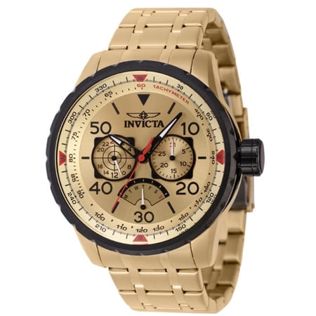 Invicta Aviator Retrograde GMT Quartz Gold Dial Men's Watch 46984