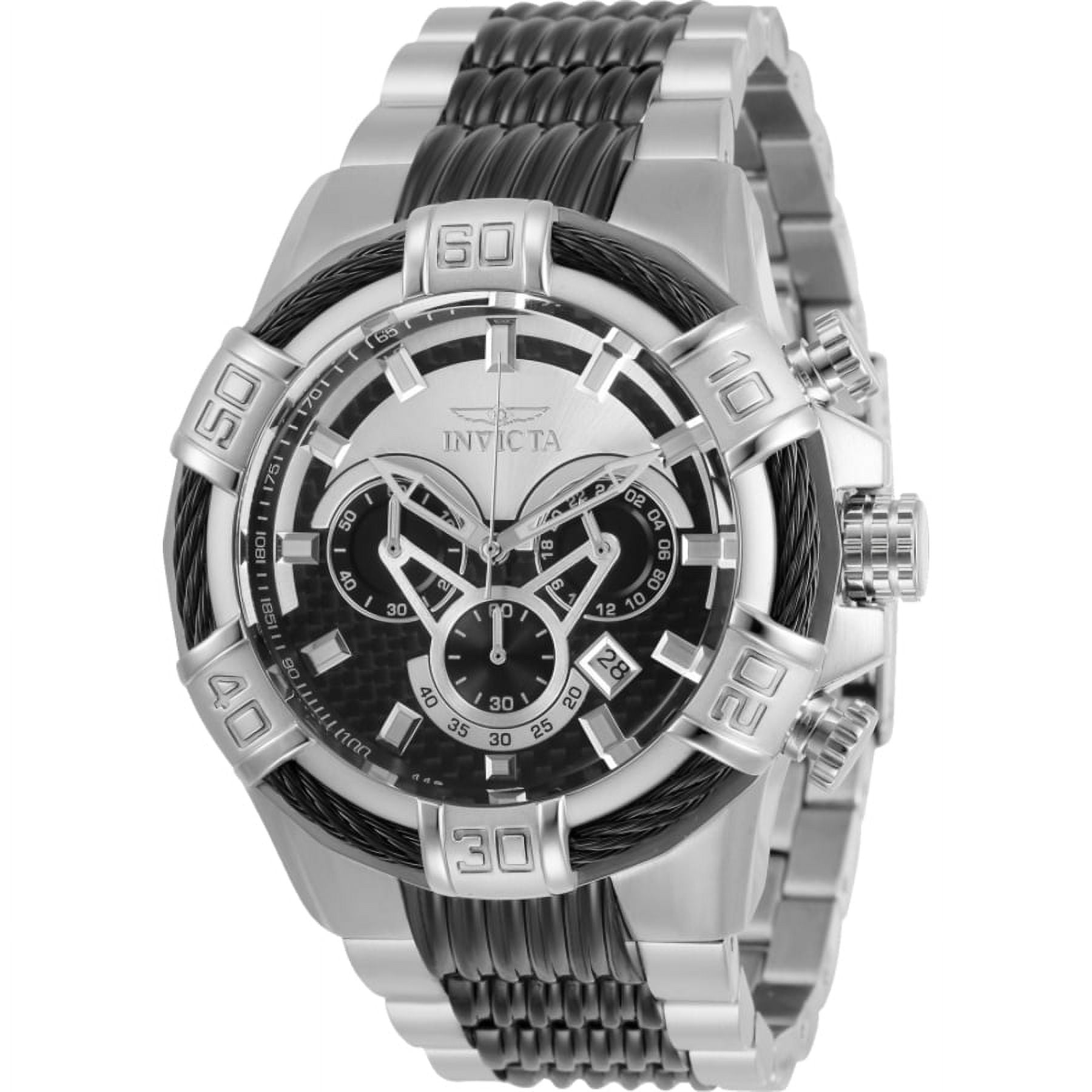 Invicta Men's Bolt Chronograph Quartz Watch, Silver-Black Invicta Men's Bolt Chronograph Quartz Watch, Silver-Black