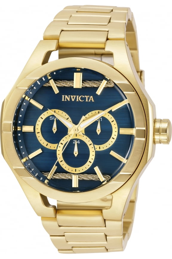 Bolt Quartz Blue Dial Yellow Gold-tone Men's Watch 31830