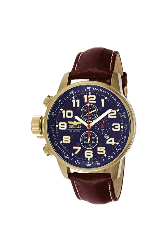 Force Lefty Chronograph Blue Dial Brown Leather Men's Watch 3329