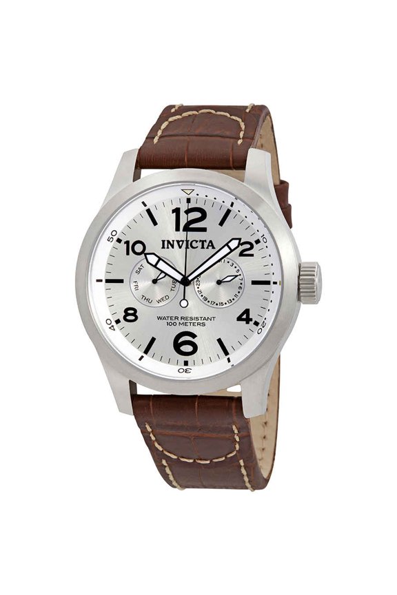 I Force Multi-Function Silver Dial Brown Leather Men's Watch 0765