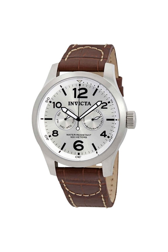 I Force Multi-Function Silver Dial Brown Leather Men's Watch 0765