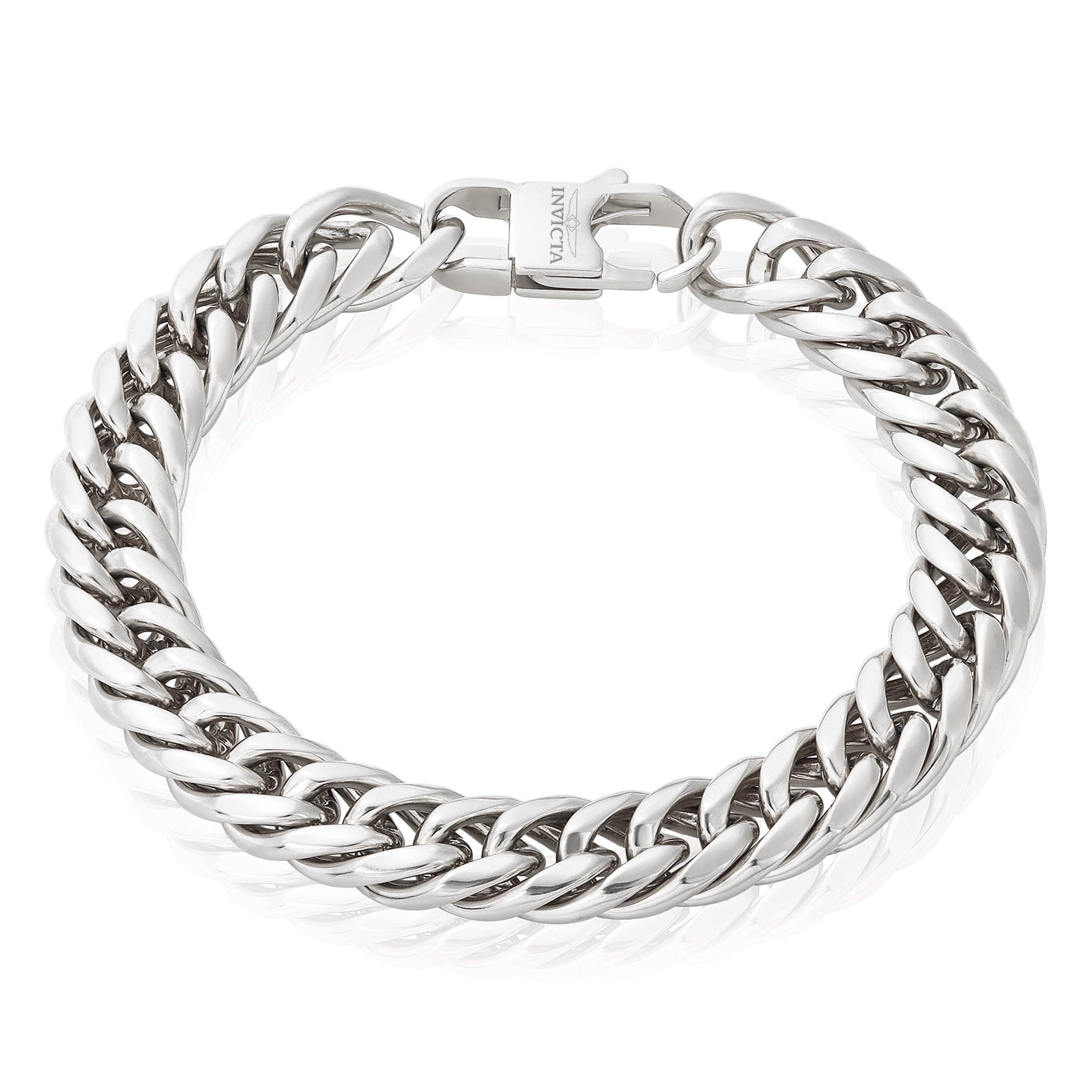 Invicta Jewelry Men's Double Curb Chain Stainless Steel Bracelet (11.5mm) - 8.75"