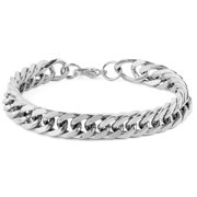 Invicta Jewelry Men's Double Curb Chain Steel Bracelet 10mm - 8"