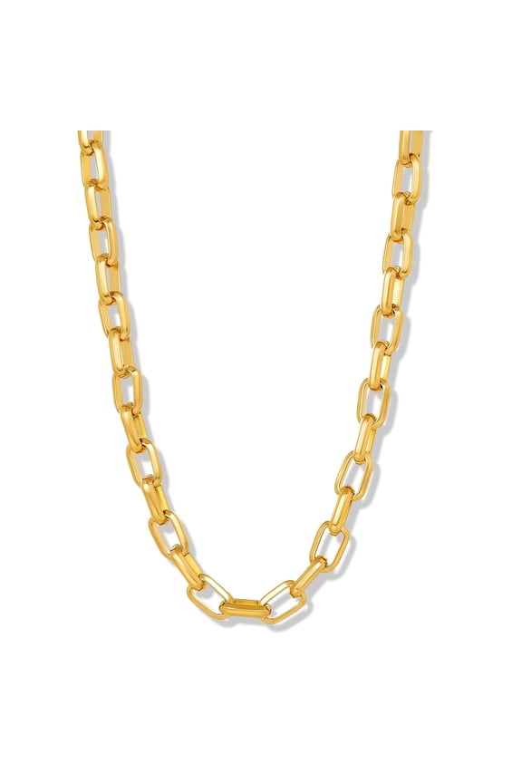 Invicta Jewelry Men's Large Nautical Oval Link Chain Gold Plated Necklace (10mm) - 24"