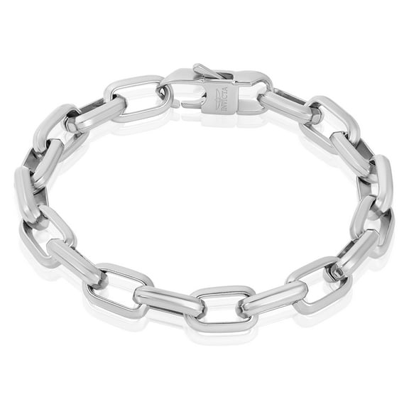 Invicta Jewelry Men's Large Nautical Oval Link Chain Steel Bracelet (10mm) - 9"