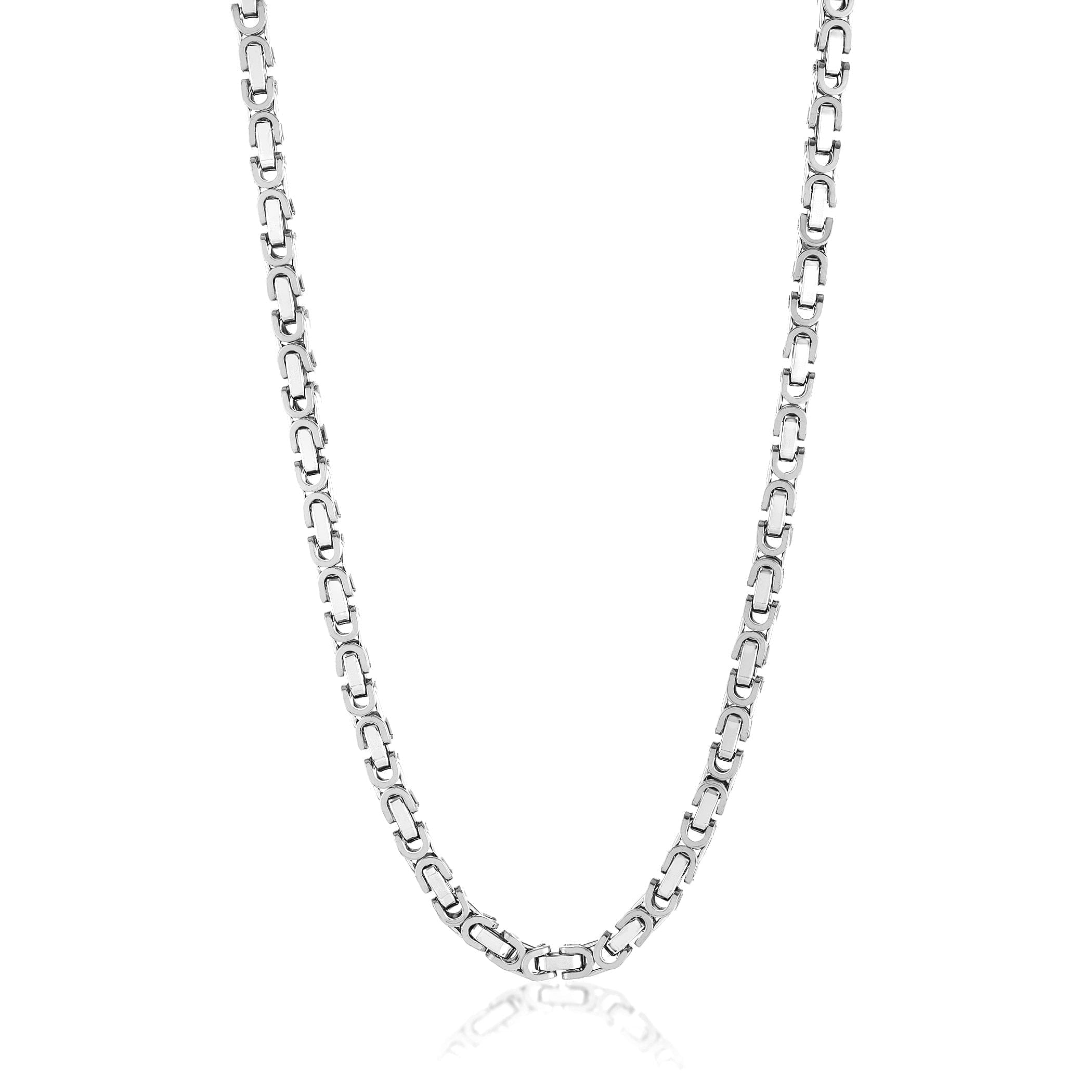 Stainless Steel Flat Byzantine Chain Necklace – 4-8mm Widths