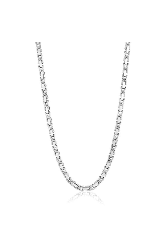 Invicta Jewelry Men's Polished Byzantine Chain Stainless Steel Necklace (8mm) - 26"